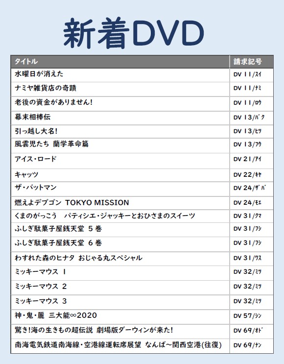 新着DVD一覧