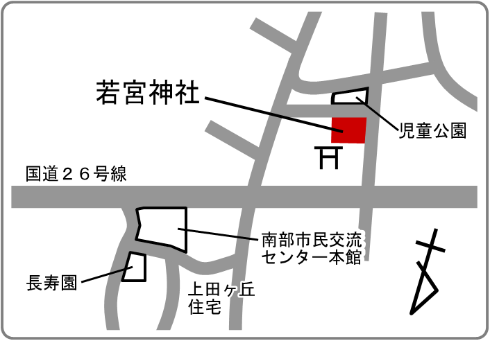 ルリビタキ巡回先地図（樫井西若宮神社境内）