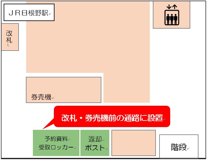 日根野駅の予約資料受取ロッカーの位置